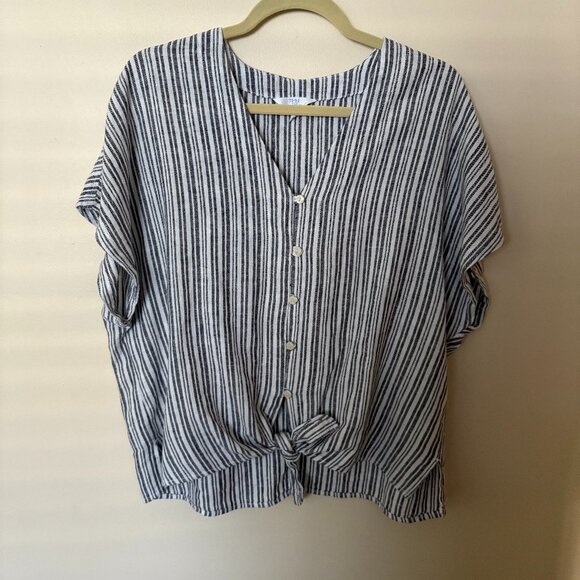 Time and Tru Cropped Top Women Large Stripped - Picture 1 of 6